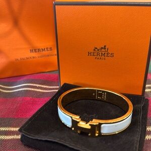 Hermes Le Bracelet H White and Gold